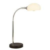 Schreibtischlampe Tischleuchte Verstellbar Glas Metall Weiß Chrom E14 42,5-49 Cm