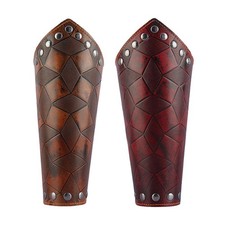 Wide Faux Leather Gauntlet Wristband Arm Cuff Medieval Bracers