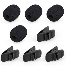 4 Packs Mini Lavalier Furry Windscreen Foam Cover Mic Clip, 4-Pack of Each