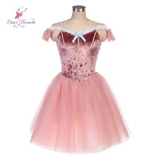 Hot Pink Velvet Bodice Ballet Tutu Dance Costumes Romantic Long Dance Costume