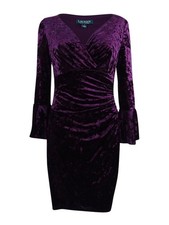 Lauren by Ralph Lauren Women's Bell-Sleeve Velvet Dress (4, Maroon)