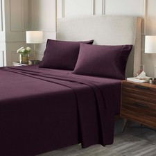 Flannel Brushed Cotton Bed Sheet Set, Soft, Warm Bedding, Modern Solid Sheets...