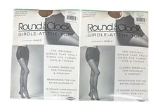 Vtg Round The Clock Girdle at the Top Pantyhose Style 135 Sz A Bare Beige NEW