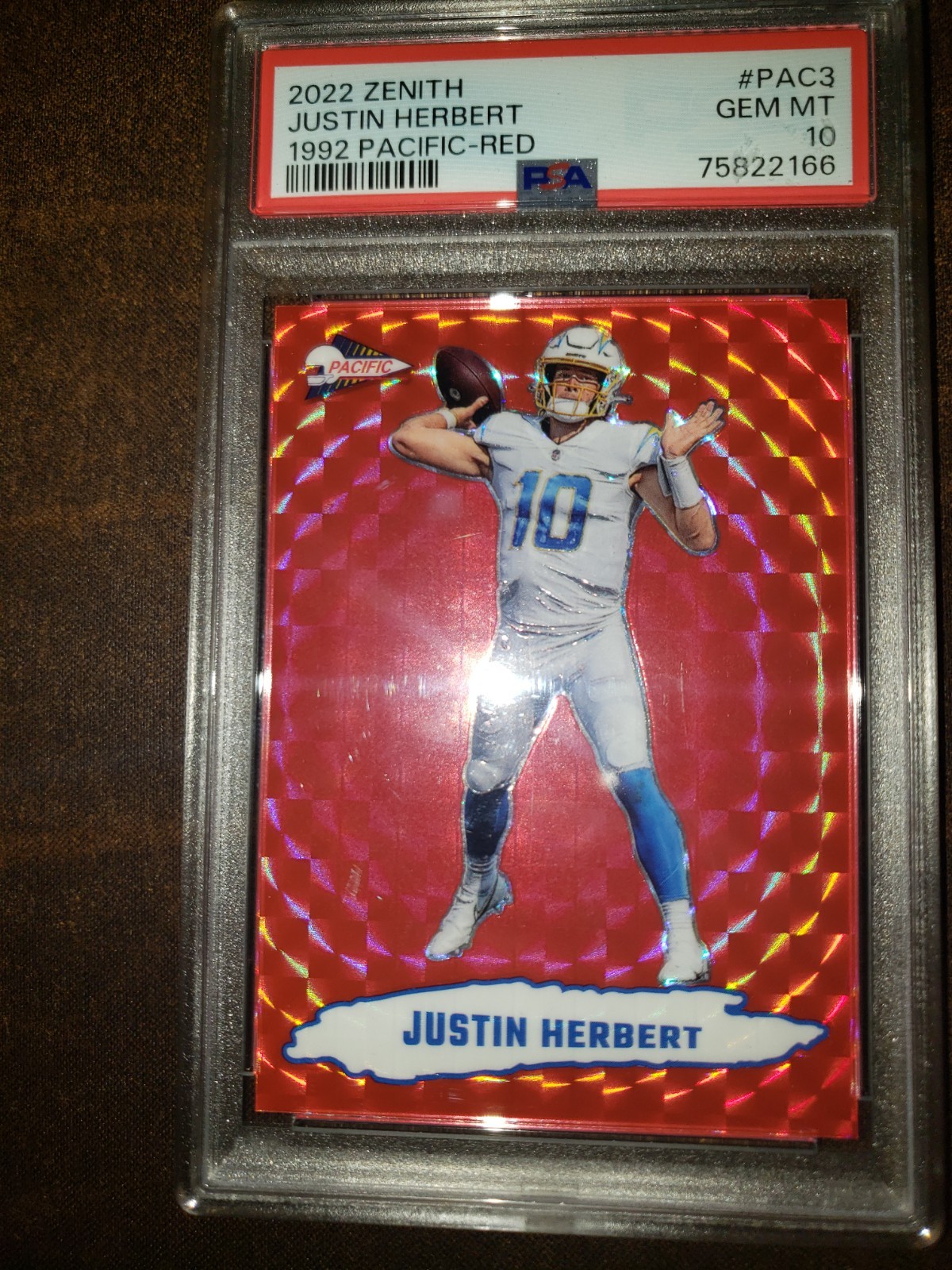 2022 Panini Zenith - 1992 Pacific Red #PAC-3 Justin Herbert PSA 10 - CHARGERS