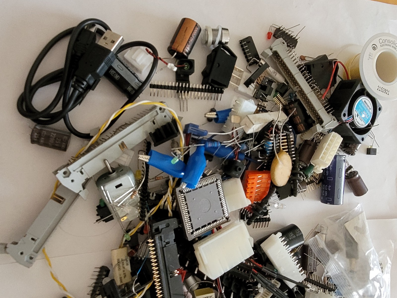 2 lbs Electronic Components  - LED,  Fuse, resistor, cap, switch, etc