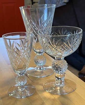 MORGANTOWN Cocktail, Champagne, Wine Glass; Faceted, Golf ball Stem Vintage