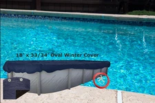 Deluxe 18' x 33' Oval Blue/Black Above Ground Swimming Pool Winter Cover - 10 YR
