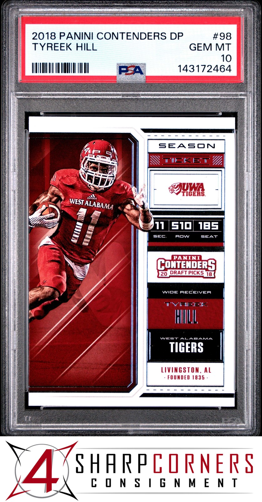 2018 PANINI CONTENDERS DRAFT PICKS #98 TYREEK HILL POP 3 PSA 10 view 1