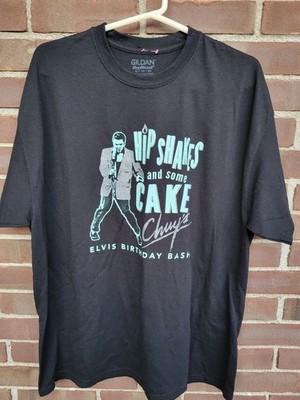 Chuy s Elvis Birthday Bash Hip Shakes And Some Cake XL Shirt Elvis Presley