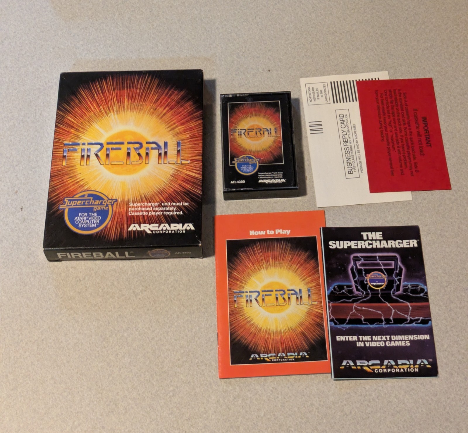 Atari 2600 Fireball Complete In Box CIB  Supercharger Arcadia 