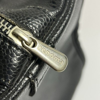 Vintage Renoma Paris Black Leather Small Boston Bag Zip Closure | eBay