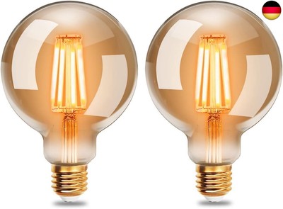 EXTRASTAR Edison Vintage Glühbirne, 95mm Durchmesser, G95 E27 LED Filament 