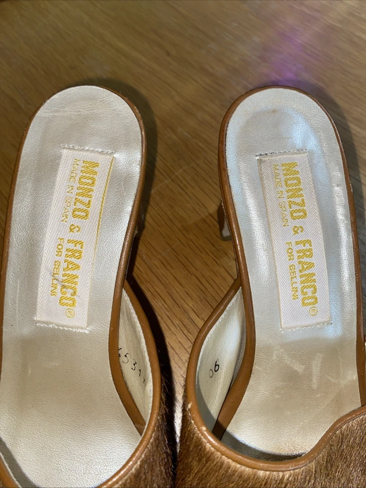 Vintage Monzo & Franco for Bellini Pony Hair / Leather Brown Heels Size 6 - Image 2 of 4