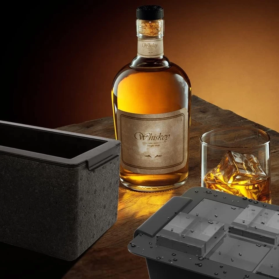 Bandeja de cubitos de hielo transparente de 2 pulgadas TINANA Upgrade para hacer 8 grandes cuadrados hielo cristalino Foto 4 de 4