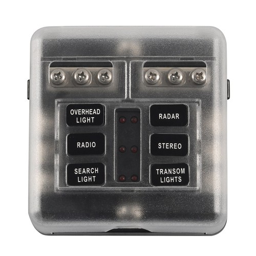 6 Way Blade Fuse Box Holder W/Fuses Terminals W/LED Warning Light Cover For Car - Picture 12 of 18
