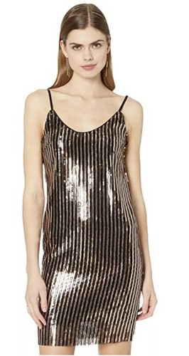 NWT BEBE SEQUENCE SLIP SPAGHETTI COWL BACK STRAP SHORT DRESS SIZE S - Picture 5 of 12