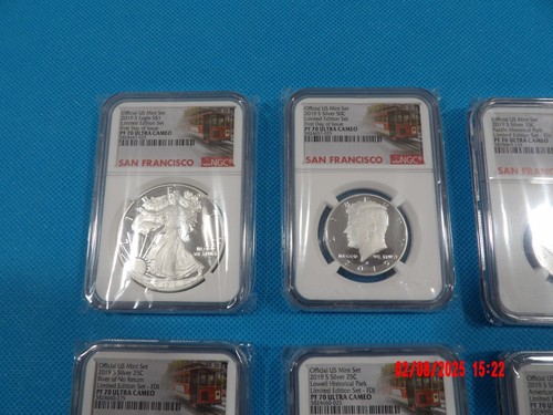 2019-S Limited Edition Silver Proof Set 8pc NGC PF70 FDI Trolley Label - Picture 2 of 8