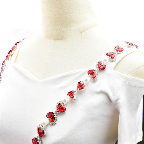 90cm Faux Pearl Crystal Rhinestone Chain Ribbon Trimming DIY Apparel Decoration - Picture 11 of 17