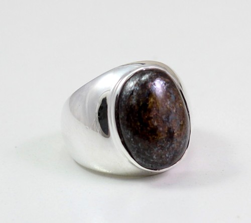 Bronzite Gemstone Man's Cocktail Gift Ring Solid 925 Sterling Silver Jewelry - Picture 3 of 10