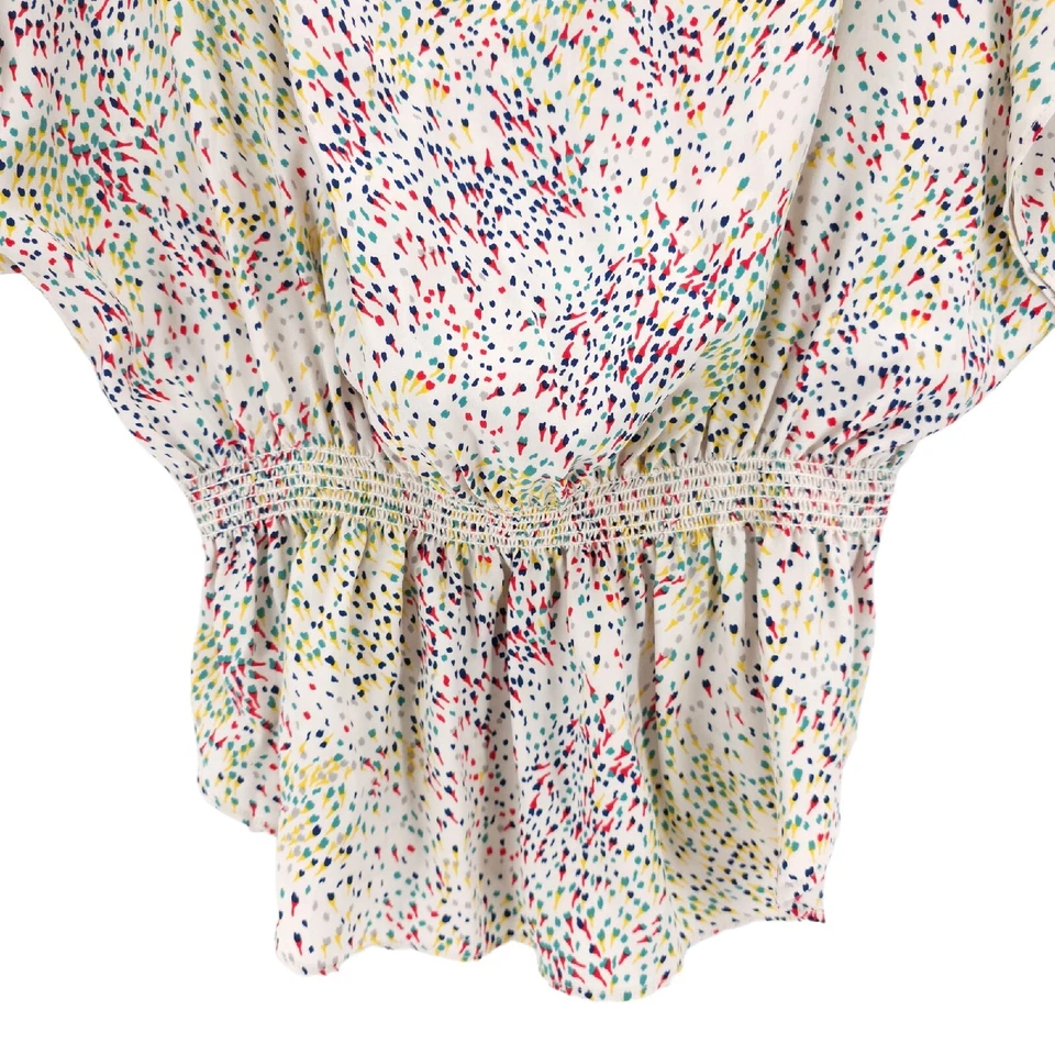 Blusa Top Parker 100% Seda Kimono Manga Ala de Murciélago Cintura Calada MEDIANA Foto 2 de 4