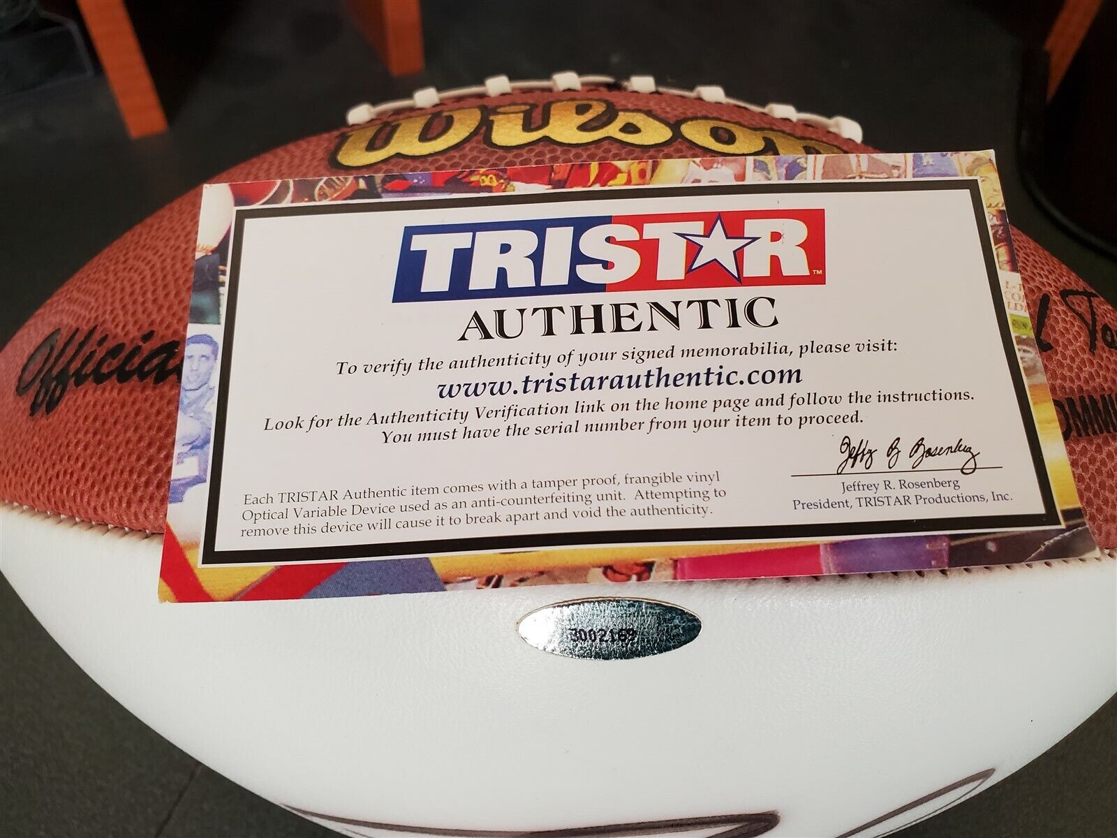 TOM BRADY signed full size Wilson football Tristar COA PATRIOTS BUCCANEERS - Picture 6 of 6