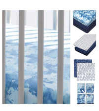 Honest Baby Boy Nursery Organic Cotton Bedding Blue Watercolor Print 7 pc Set