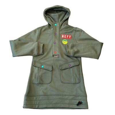 NEFF Women's Soft Shell Fleece Lined Half Snap Pullover Olive Green Size S