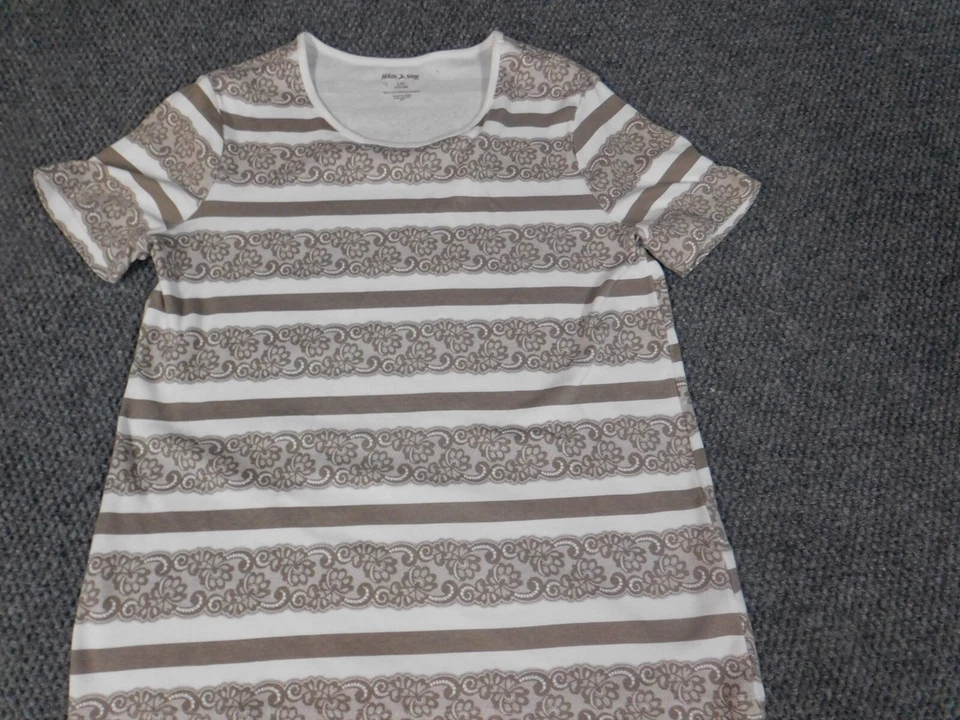 Blusa de mujer ciervo blanca grande marrón a rayas Foto 3 de 4