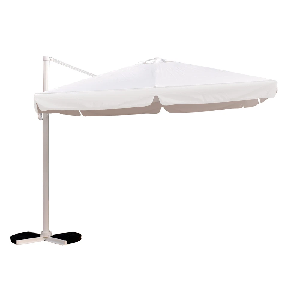 OMBRELLONE GIARDINO PISCINA MT 3X3 ALLUMINIO DECENTRATO GAZEBO GARDA BIANCO - Immagine 2 di 4