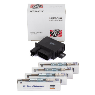HITACHI Steuergerät Glühzeit + 4x BERU Glühkerze für BMW E87 E46 E90 E60 X3 M47