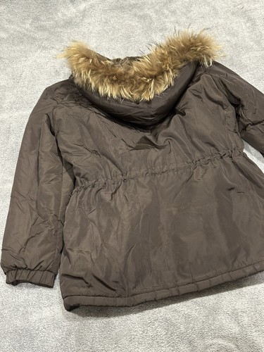 Bonpoint Girls Parka Hooded Jacket With Fur Trim Brown Sz S - Picture 17 of 24