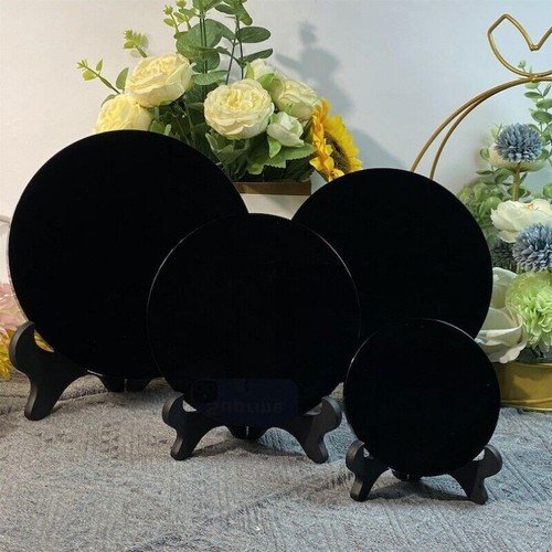 Natural Obsidian Mirror Obsidian Wafer Crystal Mirror Crystal Gifts healing 1pc - Picture 8 of 20