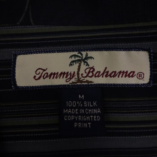 Tommy Bahama Button Up Shirt Medium Silk Black Hula Girl Hawaiian Beach Travel - Picture 3 of 7