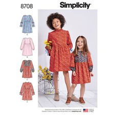 Simplicity 8708 Sewing Pattern - Girl's Dresses - Size 7-14/Uncut