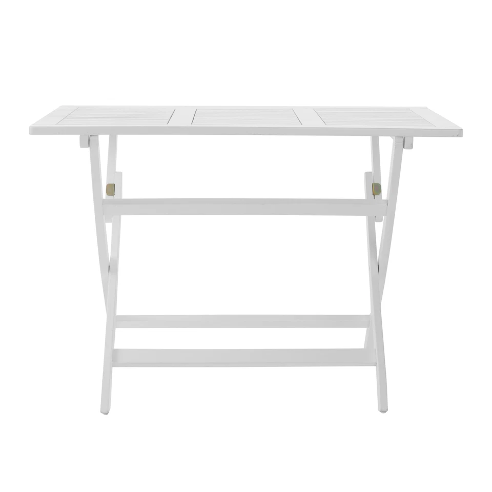 Mesa de jantar dobrável 43,5"x27,5" madeira de acácia pátio externo quintal jardim branco - Imagem 2 de 4