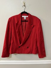 Vintage Evan Picone Blazer Size 16 Red Rayon