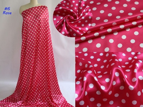 1 Yard Polka Dots Fabric Satin Charmeuse Soft Lining Scarf Diy Tissu - Picture 19 of 23