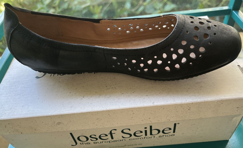 Josef Seibel Pippa Womens Shoes Size EU 40 US 9 Die Cut Ballet Style Black NEW
