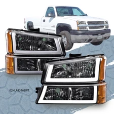 FIT FOR 2003-2006 CHEVY SILVERADO CLEAR/AMBER HEADLIGHT/LAMP ASSEMBLY & LED DRL