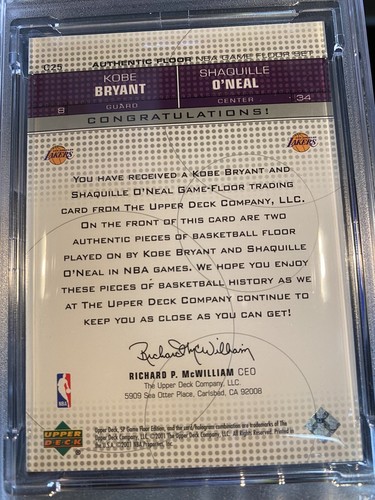 2000 SP Authentic Game Floor Kobe Bryant Shaq Card Combos #25 PSA 9 MINT RARE - Picture 5 of 8