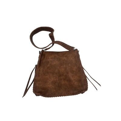 Antik Kraft Brown Faux Leather Crossbody Bag Purse Braided Strap - Main Image