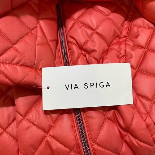Via Spiga Stand Collar Quilted Jacket Rouge Small - Picture 10 of 10