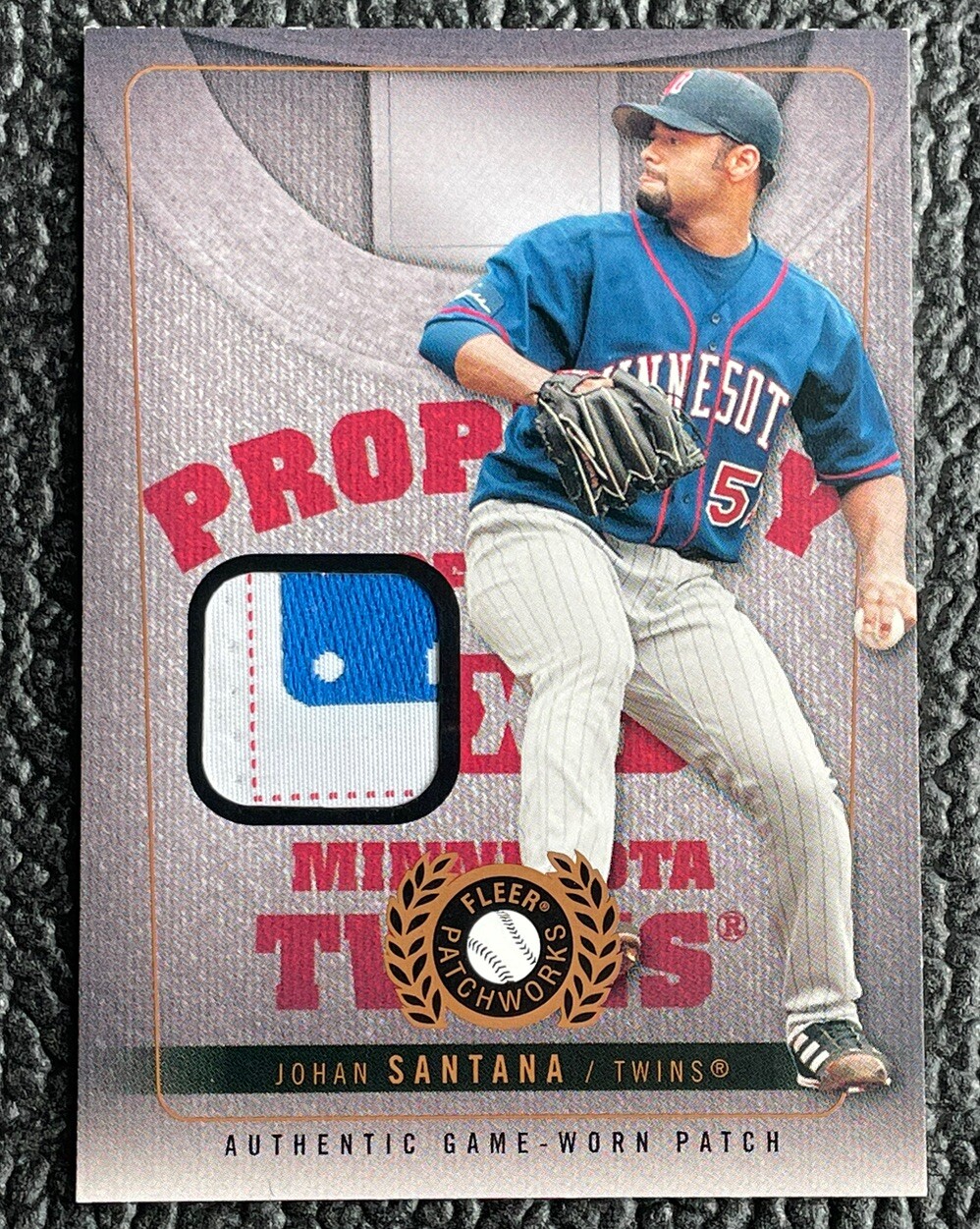 🔥JOHAN SANTANA 2005 PATCHWORKS POJ GAME USED MLB LOGOMAN PATCH #'D /99!🔥TWINS!