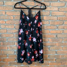 Inc International Concepts Lace Trim Satin Slip Dress Mini Floral Chemise Size L