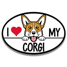Magnet Me Up I Love My Corgi Magnetic Car Decal, 4x6 in Oval, Dog Breed Lover