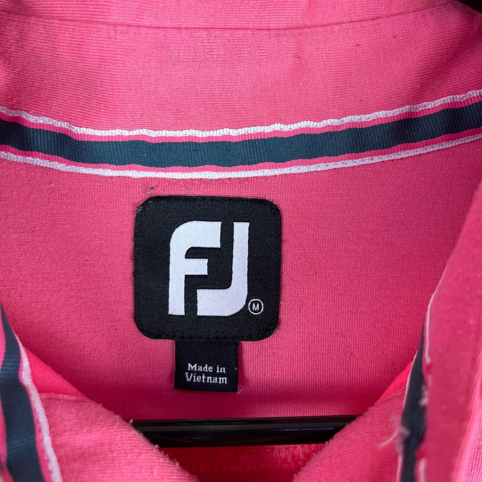 FootJoy Mens Shirt Pink Golf Polo Collared Front Logo Riverton Stretch