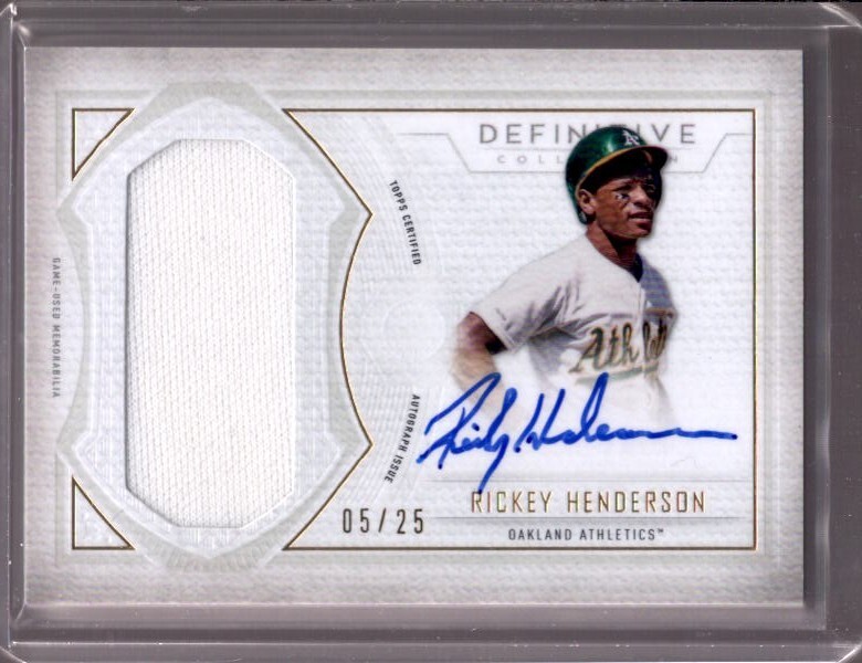 RICKEY HENDERSON 2019 Topps Definitive #RH Game Used Jersey Autograph Auto #/25