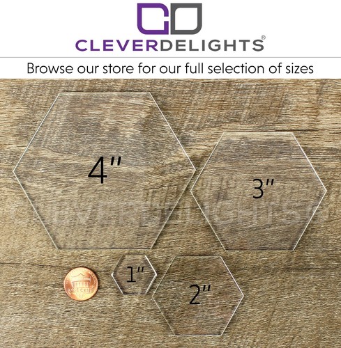 25 Pack - 1" Hexagon Glass Tiles - 2 Flat Sides - Clear Glass Craft - 1 Inch - Picture 5 of 6
