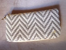 Woven Chevron Faux Leather Gold & Tan Women's Wallet, Deux Lux, NWT