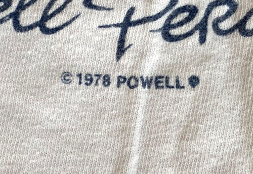 T-Shirt vintage Powell Peralta-1978-Skull Sword-S 34-36-Grigio-Hi Cru di Steadman - Foto 5 di 5
